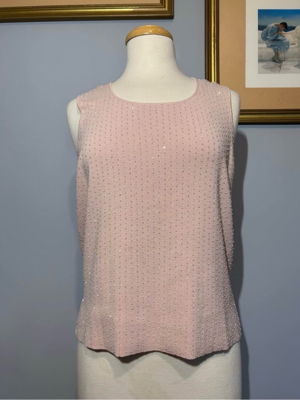 Charter Club Light Pink Beaded Sleeveless Camisole